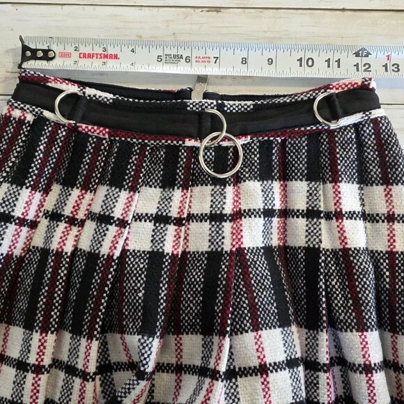 Dolls Kill Current Mood Mini Skirt Wool Blend Plaid Grunge Hem Goth Preppy XS - Picture 6 of 8
